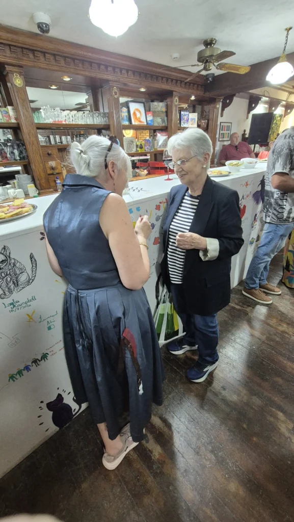Two women chatting