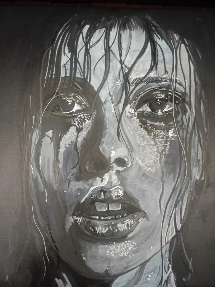 Karen McCormack Black and white drawing of a woman