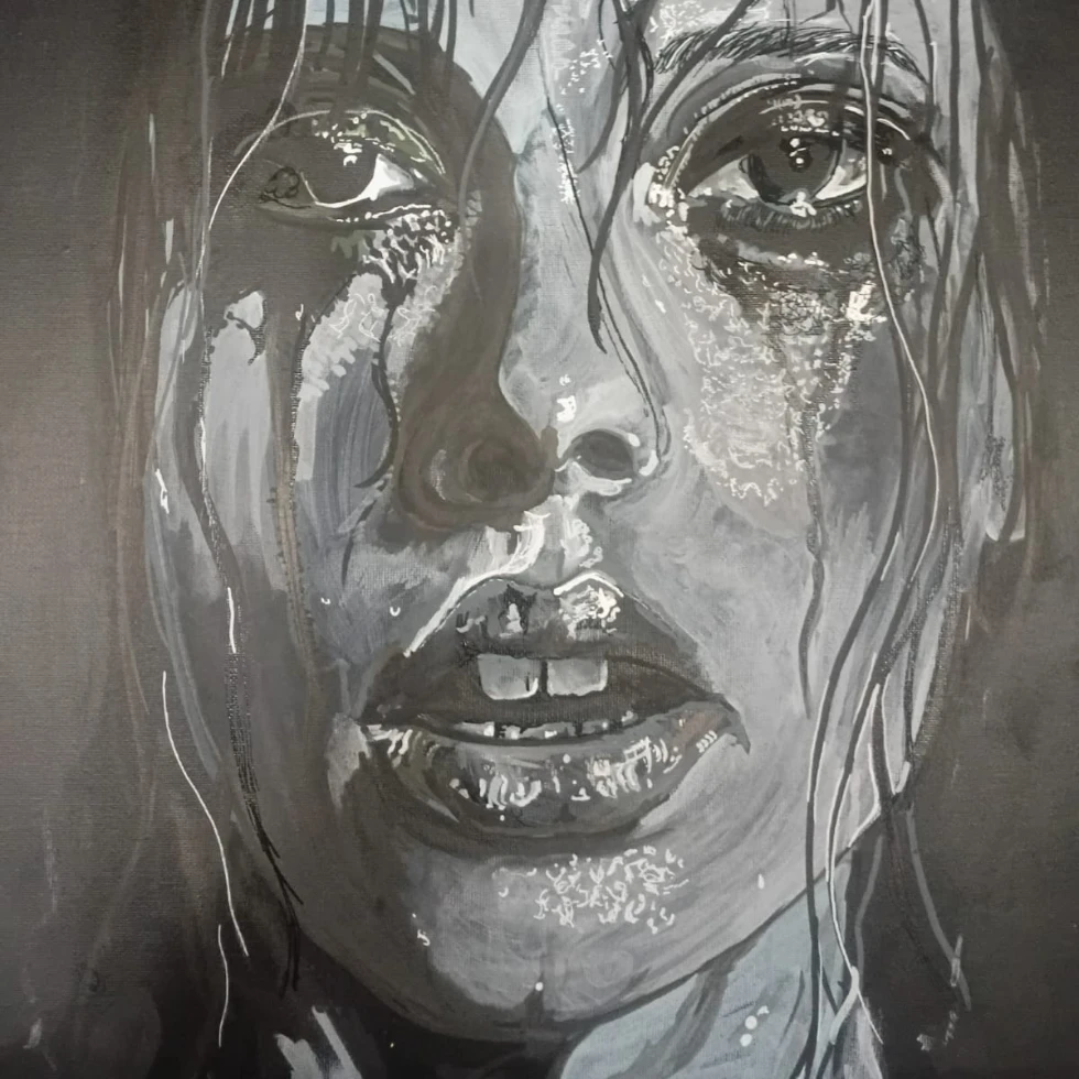 Karen McCormack Black and white drawing of a woman