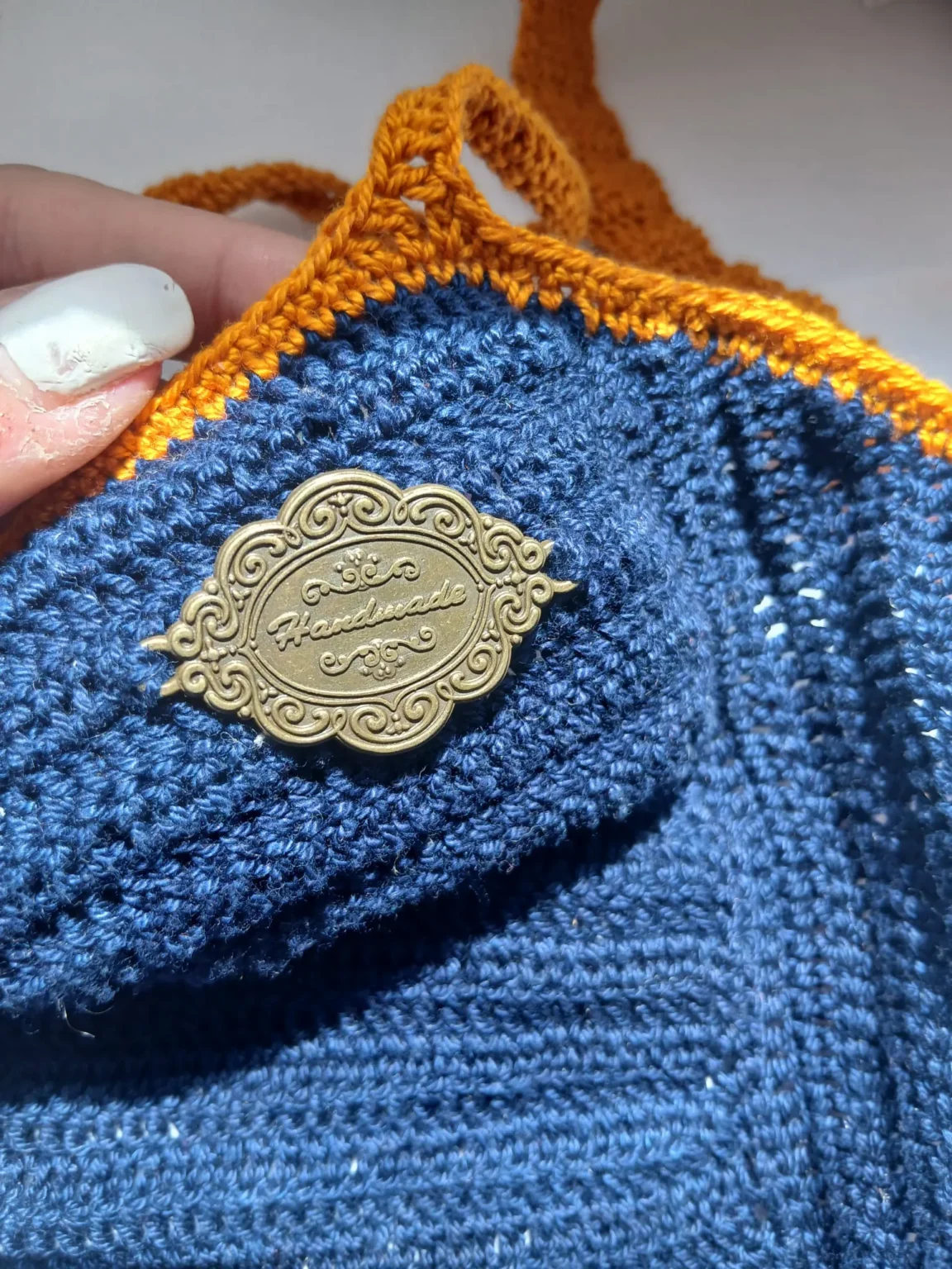Blue crochet piece