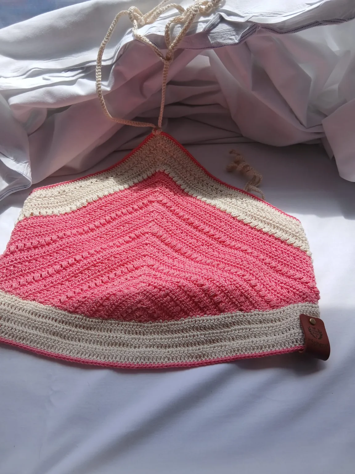 Pink crochet bag